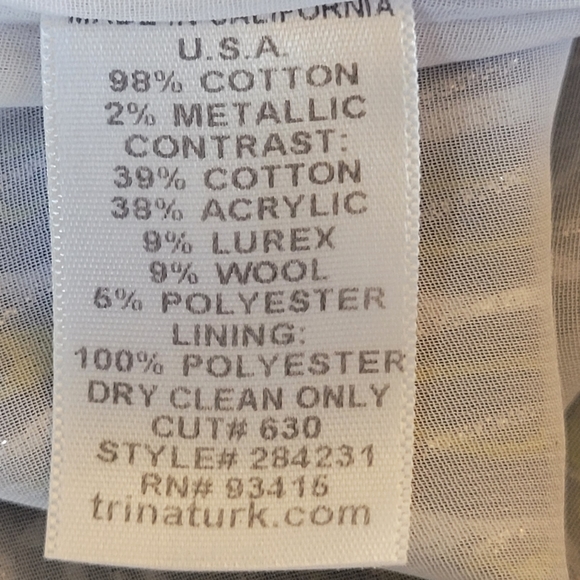 TRINA TURK Metallic dress size 8 green blue metallic quality cotton - Picture 11 of 16